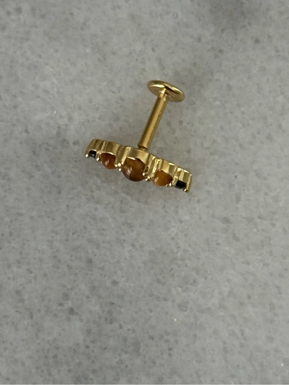 Gold Tiger Eye Gem Arch Cartilage Earring   Brand New